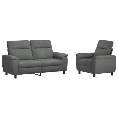 Комплект дивани 2 pcs Тъмносиво Текстил