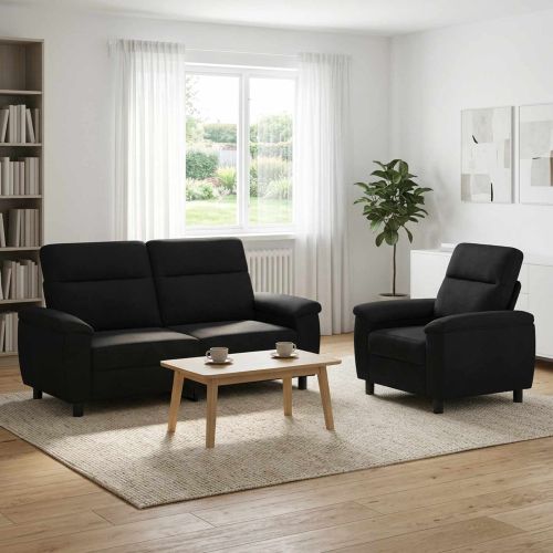 Комплект дивани 2 pcs Черно Текстил
