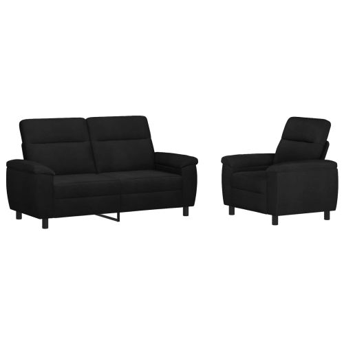 Комплект дивани 2 pcs Черно Текстил