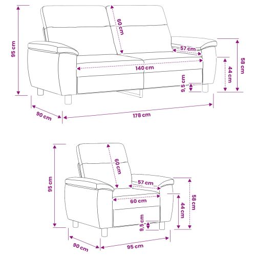 Комплект дивани 2 pcs Черно Текстил