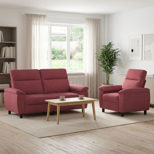 Комплект дивани 2 pcs Виненочервен Текстил