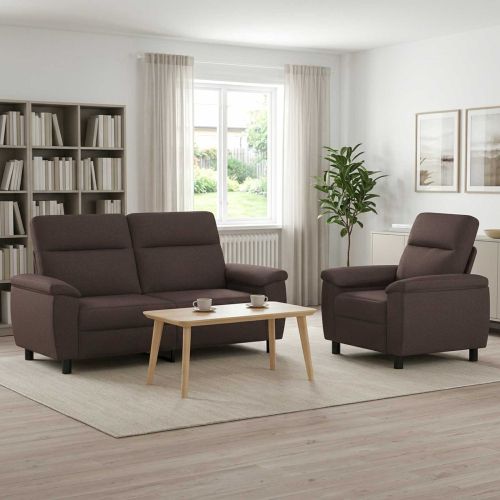 Комплект дивани 2 pcs Тъмен кафяв Текстил