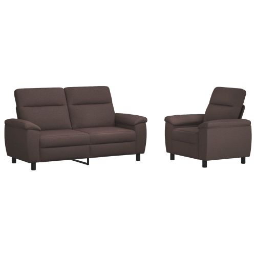 Комплект дивани 2 pcs Тъмен кафяв Текстил