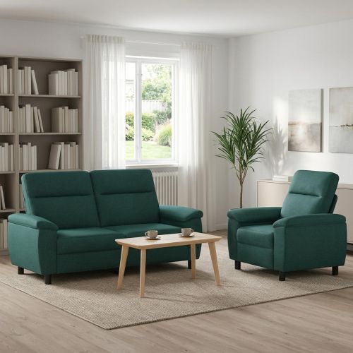 Комплект дивани 2 pcs Тъмнозелено Текстил
