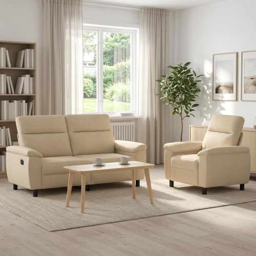 Комплект дивани 2 pcs Кремаво Текстил