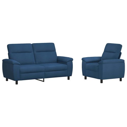 Комплект дивани 2 pcs Синьо Текстил