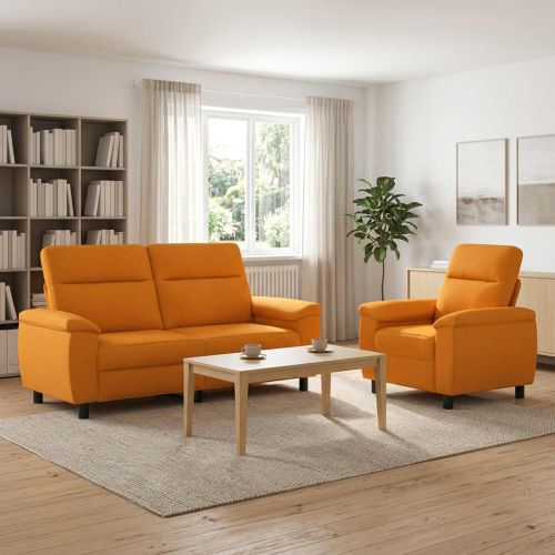 Комплект дивани 2 pcs Тъмен жълт Текстил