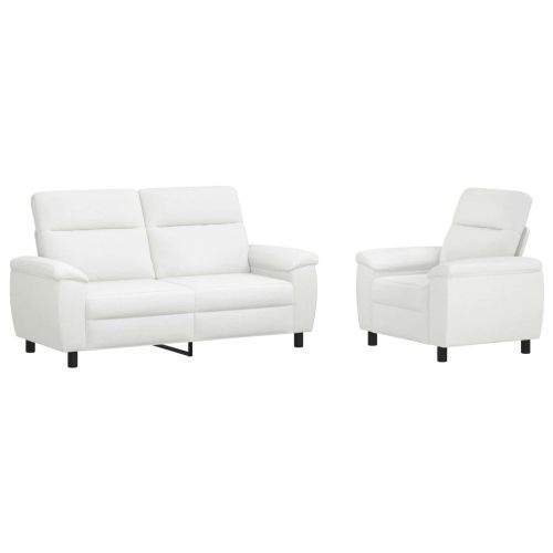 Комплект дивани 2 pcs Бяло Текстил