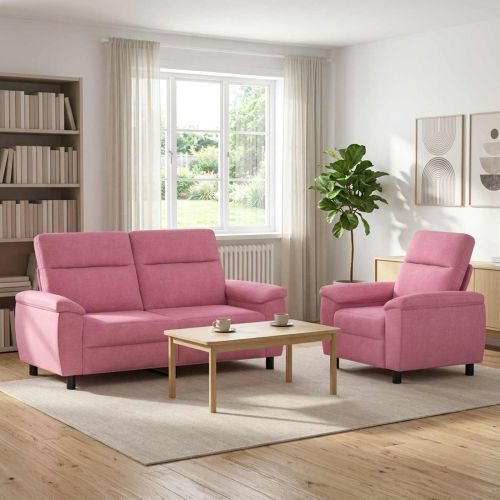 Комплект дивани 2 pcs Розово Текстил