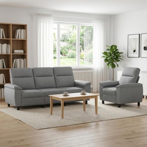 Комплект дивани 2 pcs Светлосиво Текстил