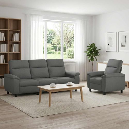 Комплект дивани 2 pcs Тъмносиво Текстил