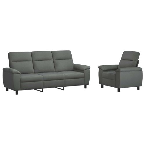 Комплект дивани 2 pcs Тъмносиво Текстил