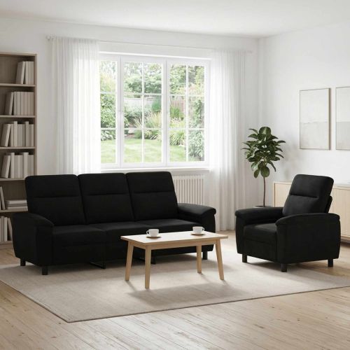 Комплект дивани 2 pcs Черно Текстил