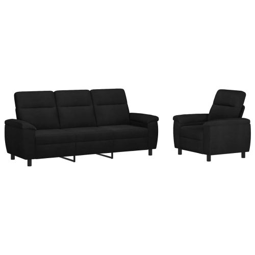 Комплект дивани 2 pcs Черно Текстил