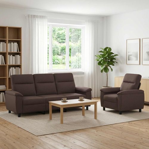 Комплект дивани 2 pcs Тъмен кафяв Текстил