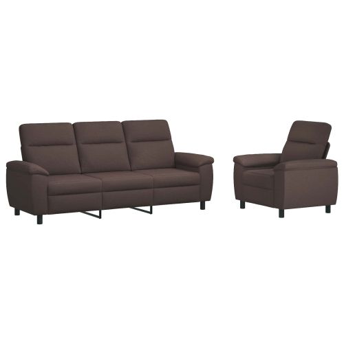 Комплект дивани 2 pcs Тъмен кафяв Текстил