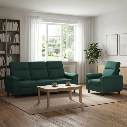 Комплект дивани 2 pcs Тъмнозелено Текстил