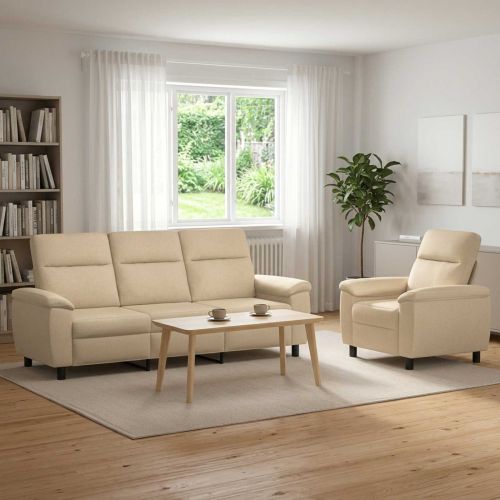 Комплект дивани 2 pcs Кремаво Текстил