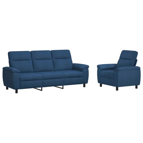 Комплект дивани 2 pcs Синьо Текстил
