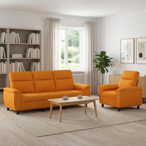 Комплект дивани 2 pcs Тъмен жълт Текстил