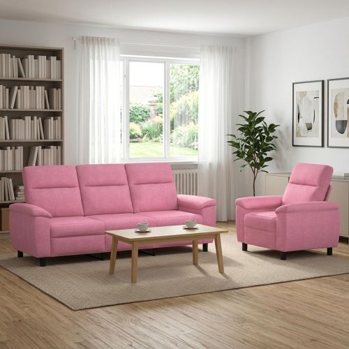 Комплект дивани 2 pcs Розово Текстил