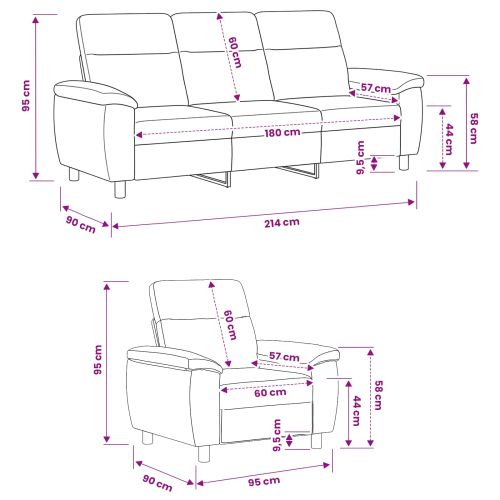 Комплект дивани 2 pcs Лилаво Текстил