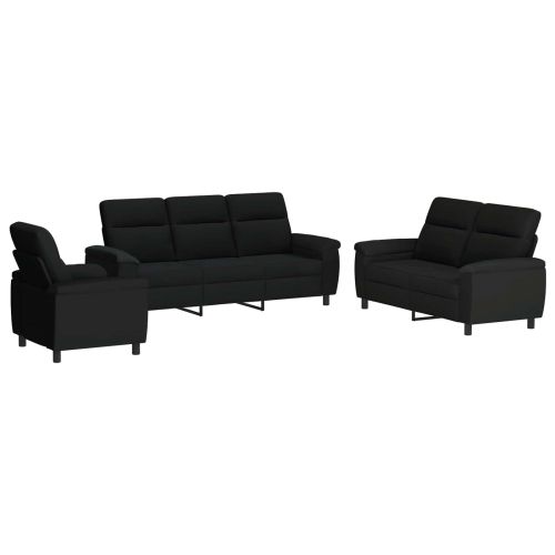 Комплект дивани 3 pcs Черно Текстил