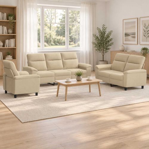 Комплект дивани 3 pcs Кремаво Текстил