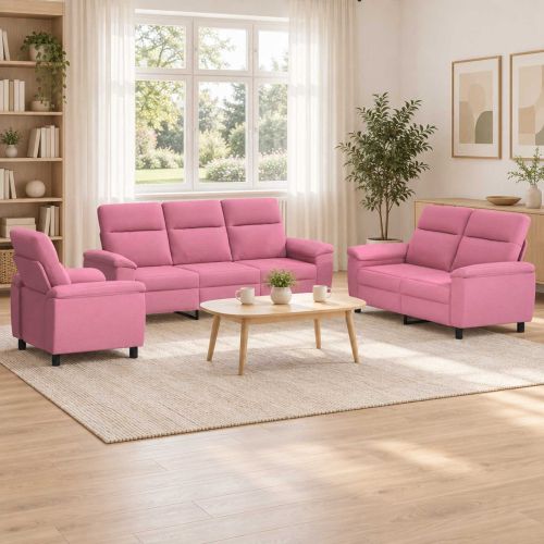 Комплект дивани 3 pcs Розово Текстил