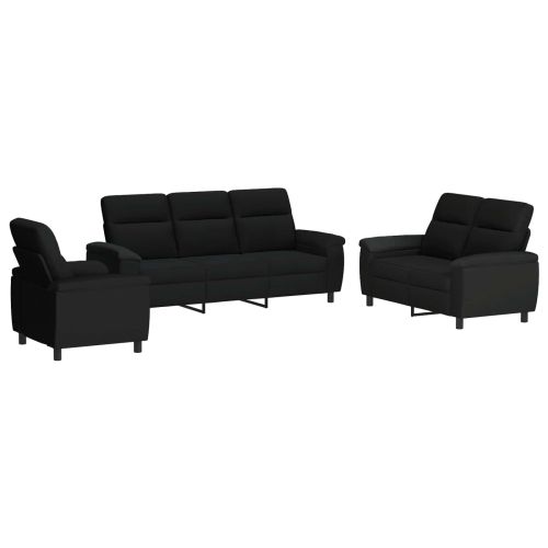Комплект дивани 3 pcs Черно Текстил