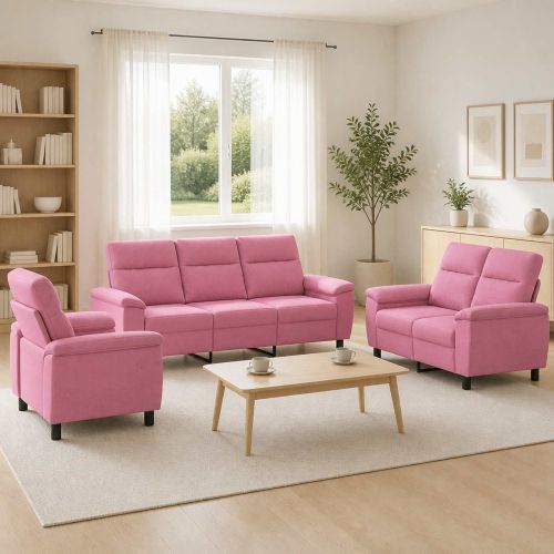 Комплект дивани 3 pcs Розово Текстил