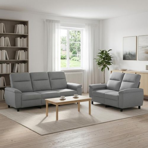 Комплект дивани 2 pcs Светлосиво Текстил