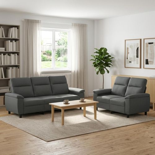 Комплект дивани 2 pcs Тъмносиво Текстил
