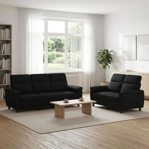 Комплект дивани 2 pcs Черно Текстил