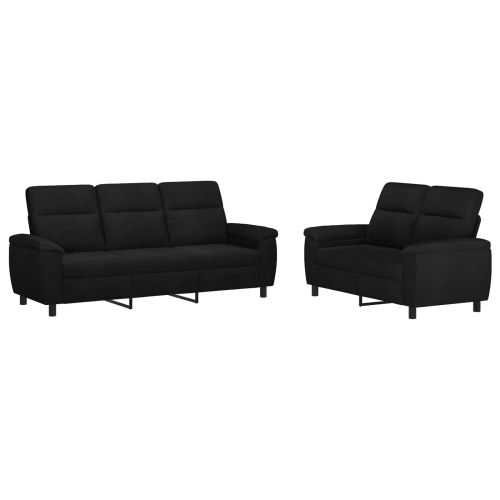 Комплект дивани 2 pcs Черно Текстил