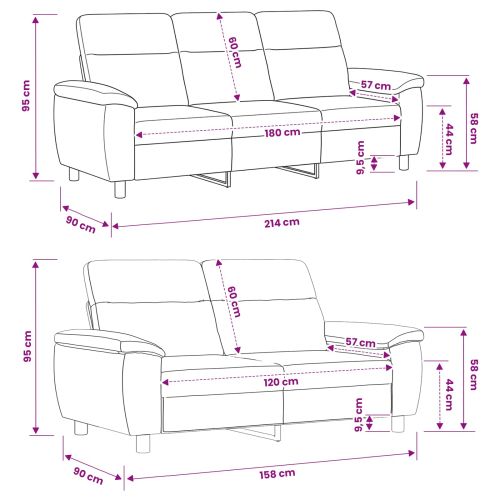 Комплект дивани 2 pcs Черно Текстил