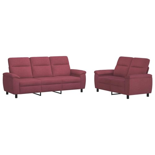 Комплект дивани 2 pcs Виненочервен Текстил
