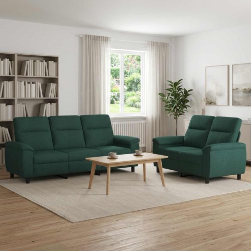 Комплект дивани 2 pcs Тъмнозелено Текстил