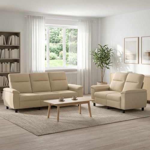 Комплект дивани 2 pcs Кремаво Текстил