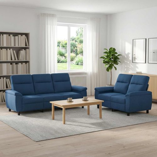 Комплект дивани 2 pcs Синьо Текстил