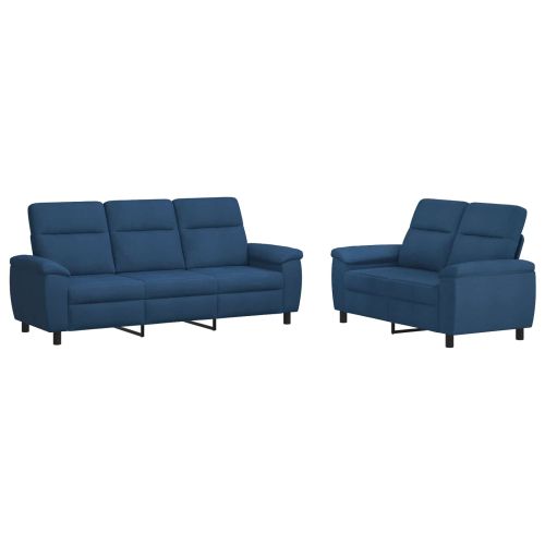 Комплект дивани 2 pcs Синьо Текстил