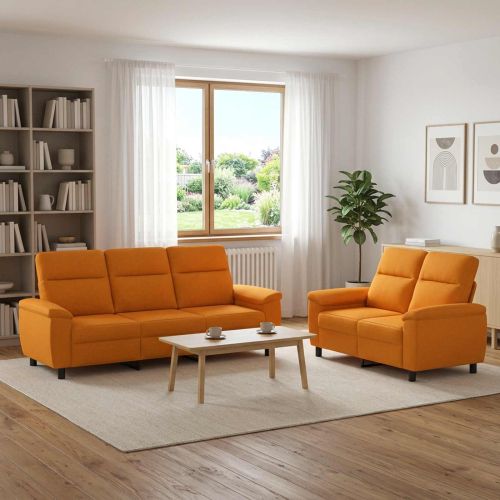 Комплект дивани 2 pcs Тъмен жълт Текстил