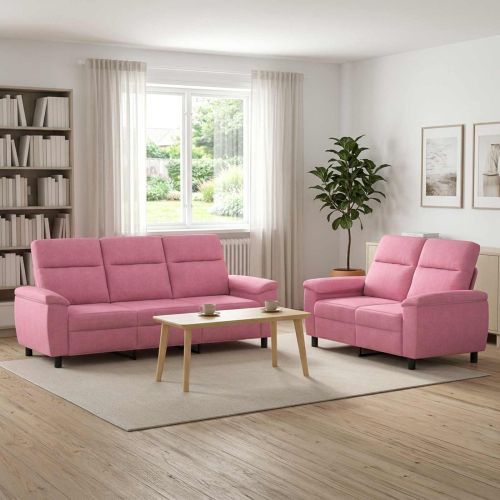 Комплект дивани 2 pcs Розово Текстил