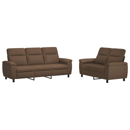 Комплект дивани 2 pcs Кафяво Текстил