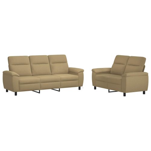 Комплект дивани 2 pcs Светло кафяво Текстил