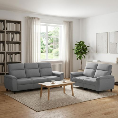 Комплект дивани 2 pcs Светлосиво Текстил