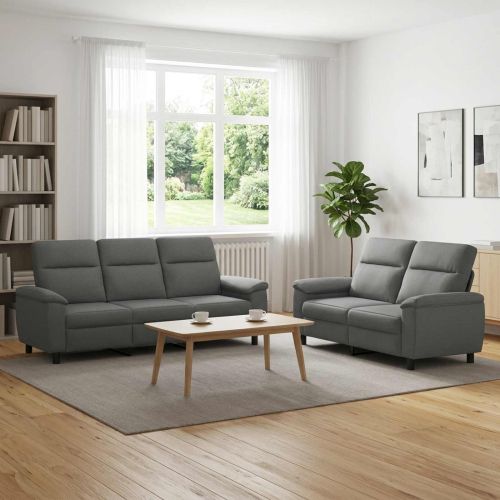 Комплект дивани 2 pcs Тъмносиво Текстил