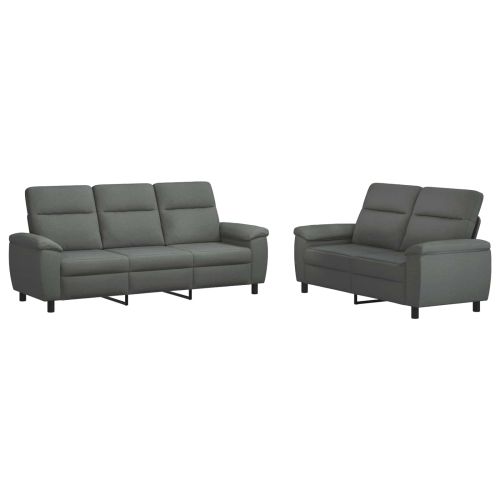 Комплект дивани 2 pcs Тъмносиво Текстил