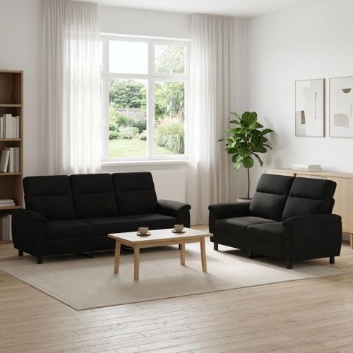 Комплект дивани 2 pcs Черно Текстил
