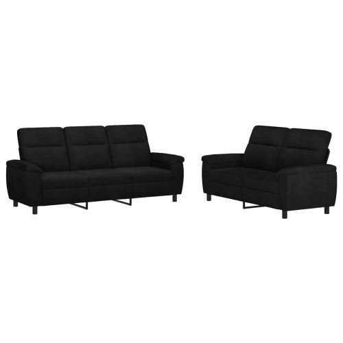 Комплект дивани 2 pcs Черно Текстил